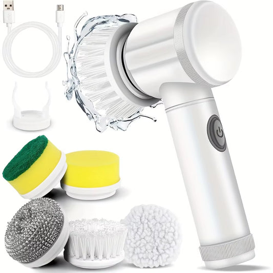 Electric Spin Scrubber, Electric Cleaning Brush 5-In-1 Handheld Kitchen Cleaner Cordless Spin Scrubber, Power Scrubber Bathroom