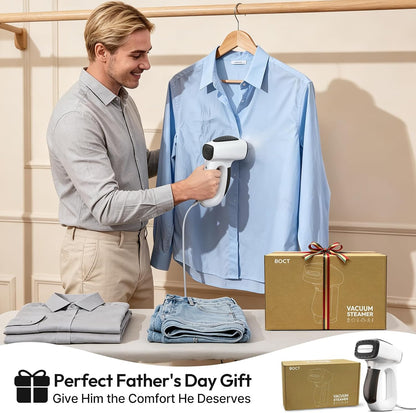 3500Pa Vacuum Steamer for Clothes - 2 in 1 Portable Suction Handheld Vacuum Iron, 30S Rapid Preheating, Auto-Off, Light Steamer for Travel/Home, Fathers Day Dad Gifts