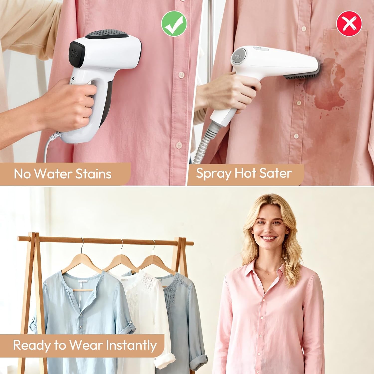 3500Pa Vacuum Steamer for Clothes - 2 in 1 Portable Suction Handheld Vacuum Iron, 30S Rapid Preheating, Auto-Off, Light Steamer for Travel/Home, Fathers Day Dad Gifts