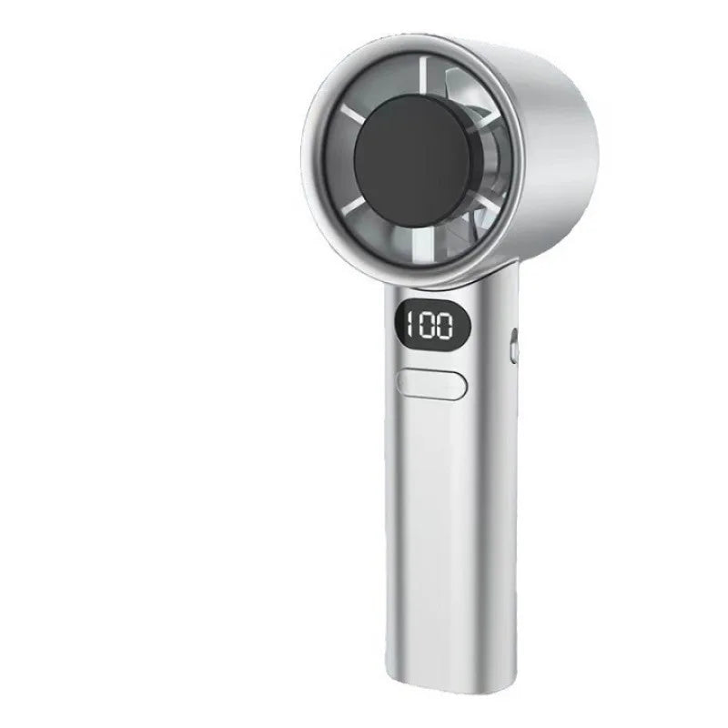 Portable Handheld Fan with 120 Wind Speeds USB Rechargeable Bladeless High-Speed Electric Cooling Fan for Personal Use