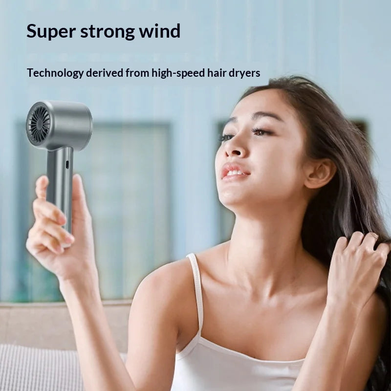 Portable Handheld Fan with 120 Wind Speeds USB Rechargeable Bladeless High-Speed Electric Cooling Fan for Personal Use