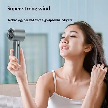 Portable Handheld Fan with 120 Wind Speeds USB Rechargeable Bladeless High-Speed Electric Cooling Fan for Personal Use
