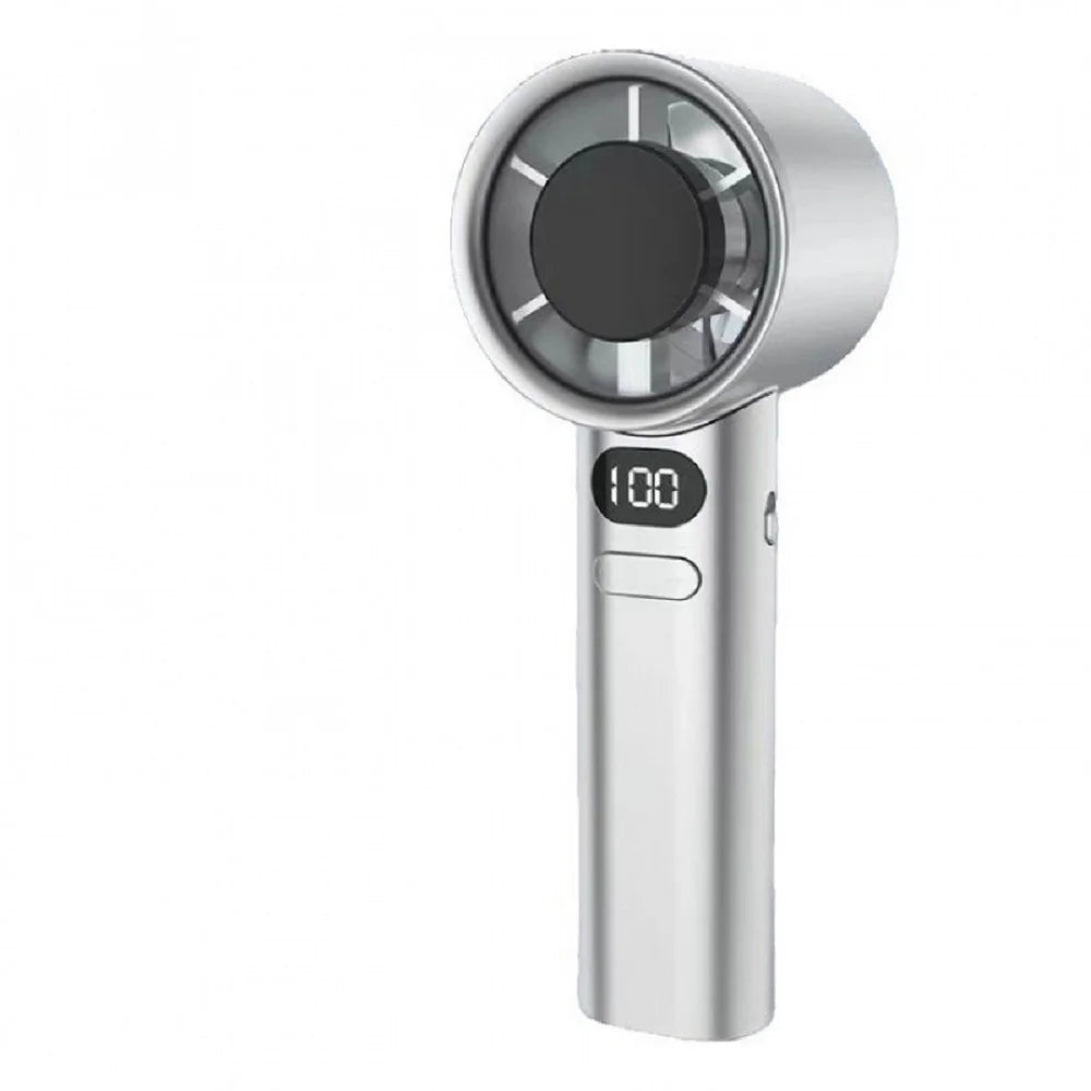Portable Handheld Fan with 120 Wind Speeds USB Rechargeable Bladeless High-Speed Electric Cooling Fan for Personal Use